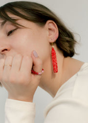 Vintage Two-Tone Beaded Ring - pink & red