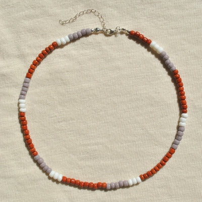 vintage burnt orange lavender necklace