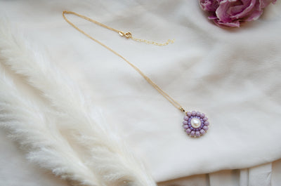 purple lilac fleur pendant recycled 14k gold-filled necklace