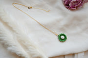 green gladiolus fleur pendant recycled 14k gold-filled necklace